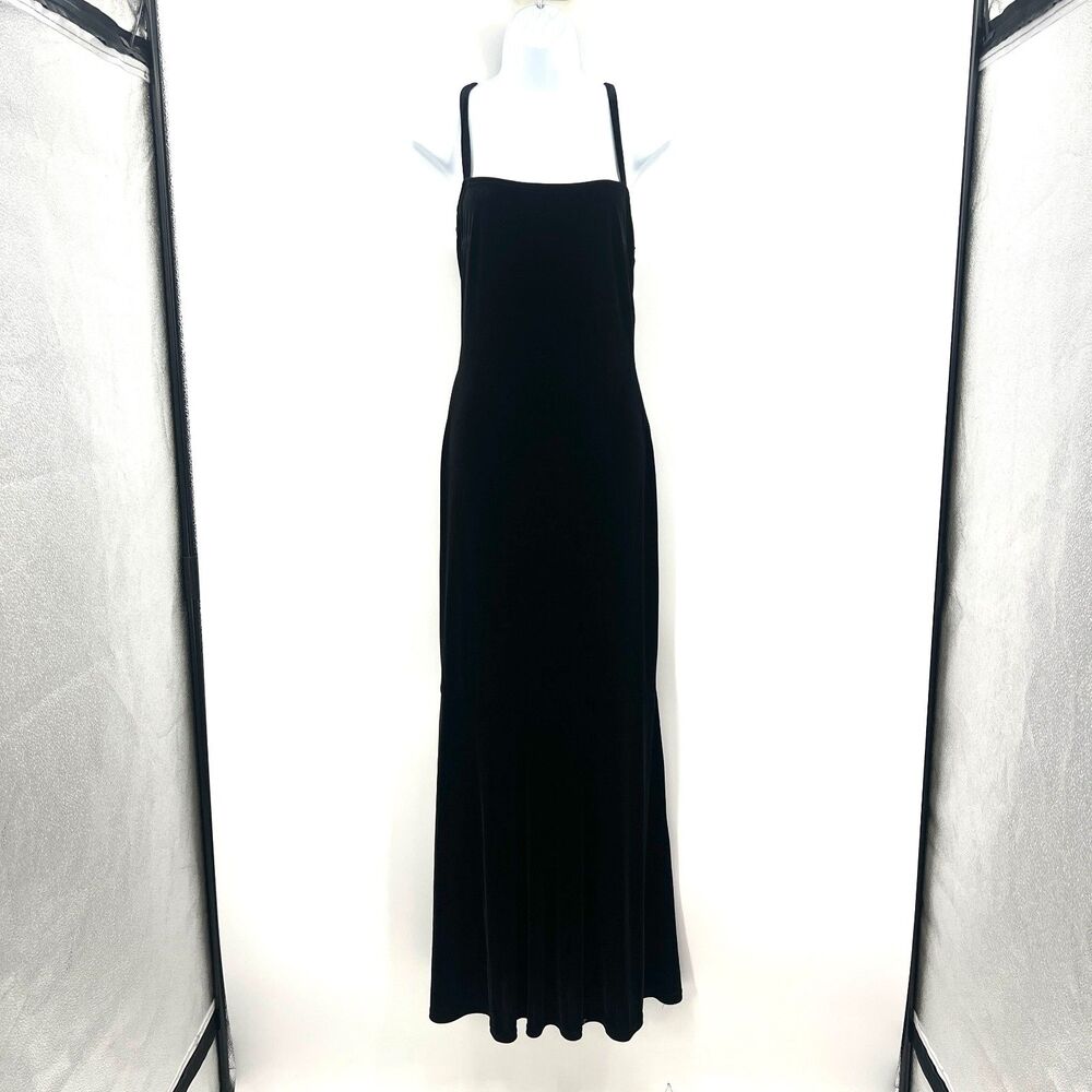 Vtg Jessica McClintock Gunne Sax Black Velvet Maxi Gown Rhinestone 5/6